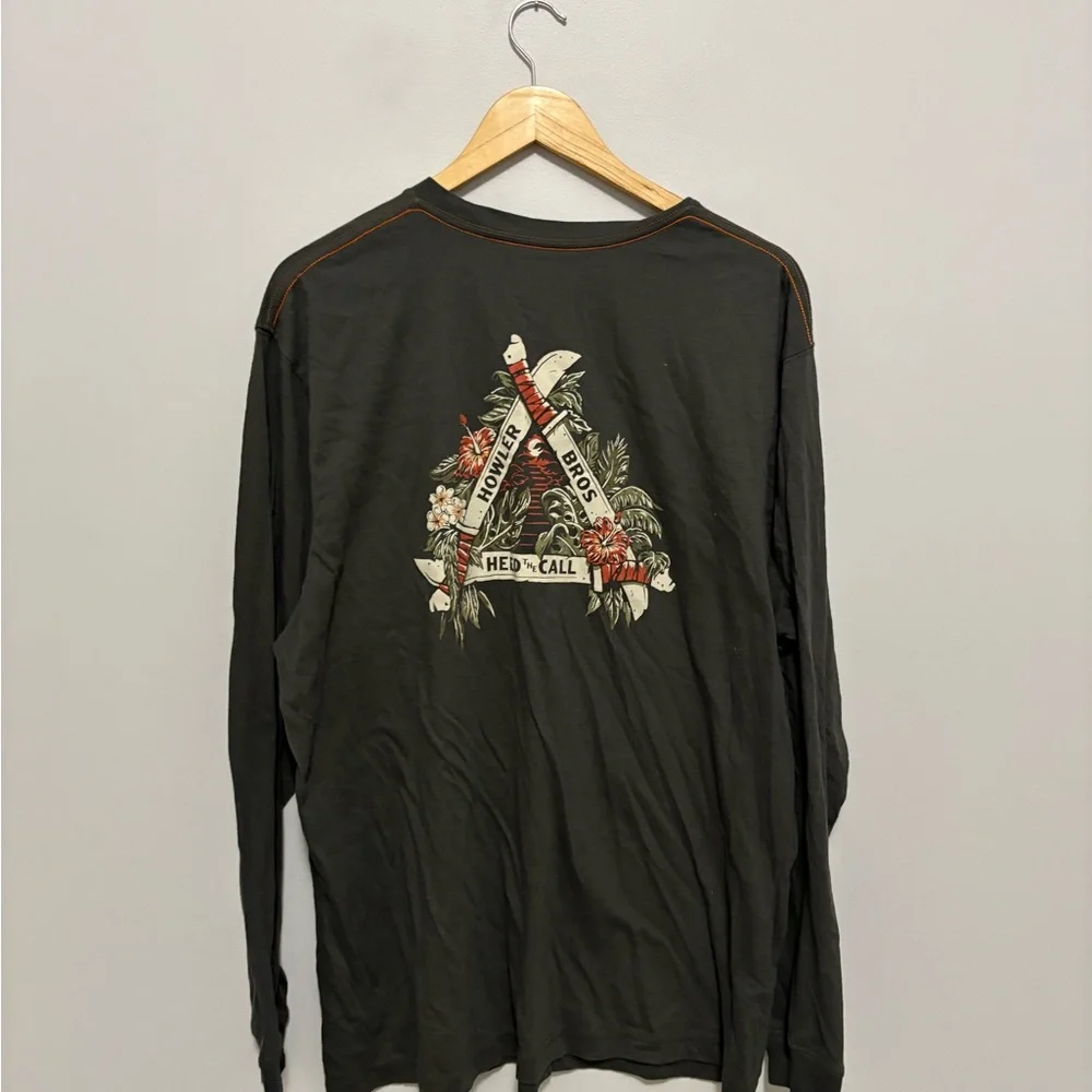 Howler Bros Black Graphic Long Sleeve Casual Heed the Call Tee - Picture 5 of 7